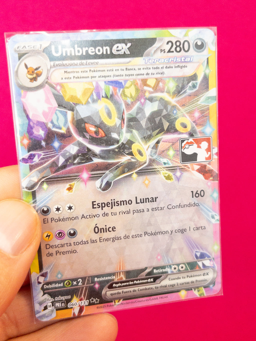 Carta Holografía Pokemon Umbreon Ex expansión escarlata